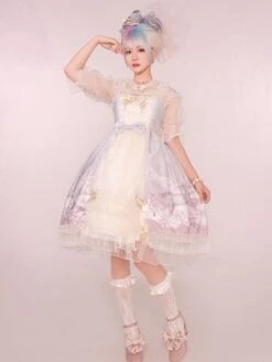 Sweet Lolita Dress Unicorn Pattern Bow Lace Lolita JSK Dress Hime Lolita Dresses -AYA Cosplay Shop 202203231320479185245
