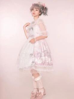 Sweet Lolita Dress Unicorn Pattern Bow Lace Lolita JSK Dress Hime Lolita Dresses -AYA Cosplay Shop 202203231320482118213