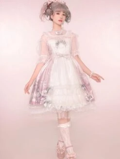 Sweet Lolita Dress Unicorn Pattern Bow Lace Lolita JSK Dress Hime Lolita Dresses -AYA Cosplay Shop 202203231320484979900