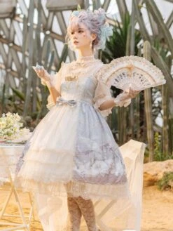 Sweet Lolita Dress Unicorn Pattern Bow Lace Lolita JSK Dress Hime Lolita Dresses