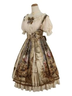 Classic Lolita Dress Fairy Tale Bows Golden Lolita JSK Dress -AYA Cosplay Shop 202203231321003962151
