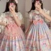 JSK Sweet Lolita Dress Tea Party High Waist Cat Print Bows Sleeveless Lolita JSK Dress -AYA Cosplay Shop 20220323132125160596