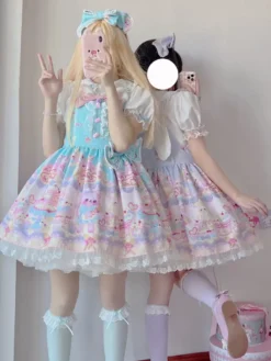 Sweet Lolita Dress Bear Pattern Polyester Sleeveless Lolita JSK Dress -AYA Cosplay Shop 202203231321483538296