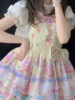 Sweet Lolita Dress Bear Pattern Polyester Sleeveless Lolita JSK Dress -AYA Cosplay Shop 202203231321493265846