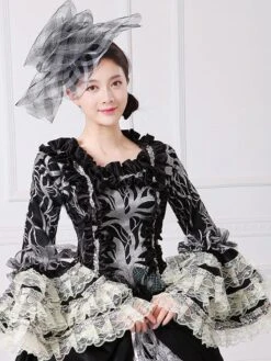 Prom Dress 2024 Rococo Long Sleeve Classic Victorian Dress With Headwear -AYA Cosplay Shop 202203281526332778475