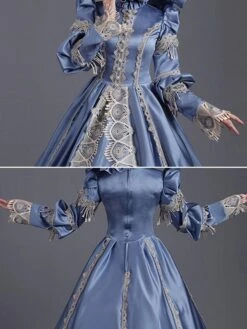 Prom Dress 2024 Rococo Long Sleeve Blue Victorian Dress With Hat -AYA Cosplay Shop 202203281526357932034