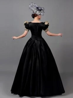 Prom Dress 2024 Rococo Short Sleeves Black Classic Victorian Dress With Headdress -AYA Cosplay Shop 20220328152638819446