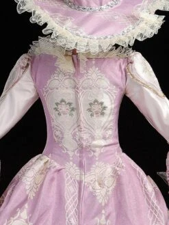 Prom Dress 2024 Rococo Long Sleeves Pink Classic Victorian Dress With Headdress -AYA Cosplay Shop 202203281526407365630