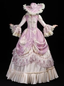 Prom Dress 2024 Rococo Long Sleeves Pink Classic Victorian Dress With Headdress -AYA Cosplay Shop 202203281526410613168
