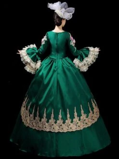 Prom Dress 2024 Rococo Long Sleeve Green Victorian Dress With Headwear -AYA Cosplay Shop 202203281526428923483