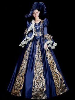 Prom Dress 2024 Rococo Long Sleeve 3 Colors Classic Victorian Dress With Headwear