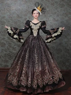 Prom Dress 2024 Rococo Long Sleeve 4 Colors Classic Victorian Dress With Headwear -AYA Cosplay Shop 202203281526480358027