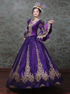 Prom Dress 2024 Rococo Long Sleeve 4 Colors Classic Victorian Dress With Headwear -AYA Cosplay Shop 202203281526490213599