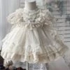 Girls Princess Dress Ruffles Polka Dot Short Sleeve Apricot Summer Kids Dress -AYA Cosplay Shop 202203291519212149327