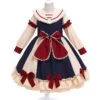 Girls Party Dress Princess Lace Long Sleeves Dark Navy Kids Dress -AYA Cosplay Shop 202203291519302311347