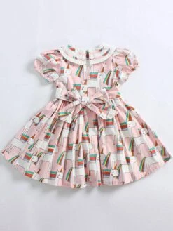 Girl Dress Horse Pattern Short Sleeves Cute Pink Kids Dress -AYA Cosplay Shop 202203291519350494474