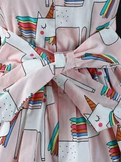 Girl Dress Horse Pattern Short Sleeves Cute Pink Kids Dress -AYA Cosplay Shop 202203291519353645456