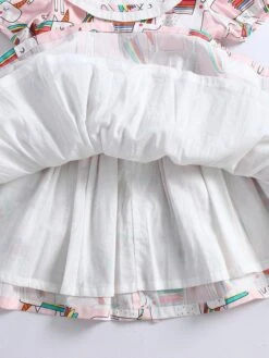 Girl Dress Horse Pattern Short Sleeves Cute Pink Kids Dress -AYA Cosplay Shop 202203291519369692776