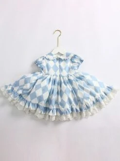 Girls Princess Dress Bows Short Sleeve Light Sky Blue Kids Dress -AYA Cosplay Shop 202203291519392362423