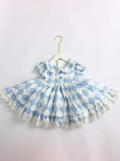 Girls Princess Dress Bows Short Sleeve Light Sky Blue Kids Dress -AYA Cosplay Shop 20220329151939545959