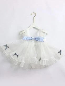 Girls Princess Dress Bows Short Sleeve Light Sky Blue Kids Dress -AYA Cosplay Shop 202203291519404689681