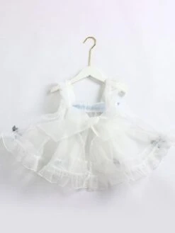 Girls Princess Dress Bows Short Sleeve Light Sky Blue Kids Dress -AYA Cosplay Shop 202203291519407651968