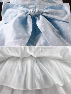 Girls Princess Dress Lace Polka Dot Short Sleeves Light Sky Blue Kids Dress -AYA Cosplay Shop 202203291520559817964