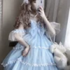 Sweet Lolita Dress Small Ice Cream Three-stage Solid Pearl Bows Sleeveless Lolita JSK Dress