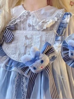Sweet Lolita Dress Alice In Wonderland Costumes Cute Bunny Sleeveless Light Sky Blue JSK Dress -AYA Cosplay Shop 202204061539014752505