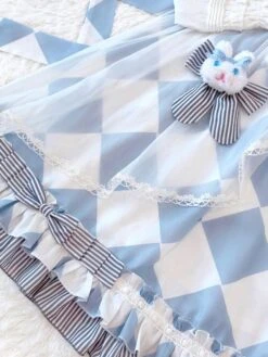 Sweet Lolita Dress Alice In Wonderland Costumes Cute Bunny Sleeveless Light Sky Blue JSK Dress -AYA Cosplay Shop 202204061539025232739