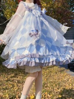 Sweet Lolita Dress Alice In Wonderland Costumes Cute Bunny Sleeveless Light Sky Blue JSK Dress -AYA Cosplay Shop 202204061539038106079
