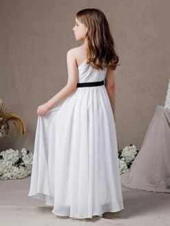 Flower Girl Dress One Shoulder Strapless Belt Kids Birthday Party Dresses -AYA Cosplay Shop 202204061539404177882