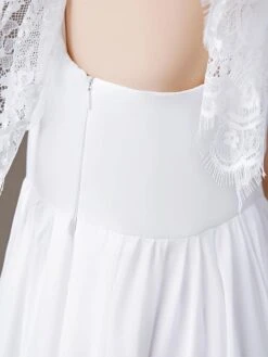 Flower Girl Dress Lace Short Sleeve Long Chiffon Kids Birthday Party Dresses -AYA Cosplay Shop 202204061539425365043