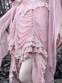 Gothic Lolita Dress Lace Sleeveless Pink Lolita JSK Dress With Oversleeves -AYA Cosplay Shop 202204061601060032755