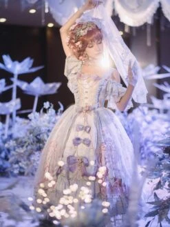 Lolita Wedding Dress Gorgeous Floral Print Sleeveless Sweet Lolita JSK Dress -AYA Cosplay Shop 202204141346355856151