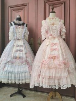 Lolita Wedding Dress Gorgeous Floral Print Sleeveless Sweet Lolita JSK Dress -AYA Cosplay Shop 202204141346362523090