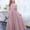 Cameo Pink Flower Girl Dress Chiffon Pleated Off-The-Shoulder Sleeveless Kids Birthday Party Dresses -AYA Cosplay Shop 202204201452310116163