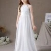 Ivory Flower Girl Dress Chiffon Cut Out Halter Sleeveless Kids Birthday Party Dresses -AYA Cosplay Shop 202204201453065436546