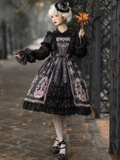 Classic Lolita Dress Elegant Print Star Bows Ruffles Lolita JSK Dress