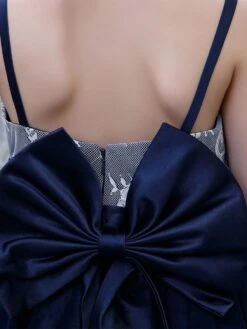 Dark Navy Flower Girl Dress Chiffon Lace Square Neck Sleeveless Kids Birthday Party Dresses -AYA Cosplay Shop 202204211735072911681