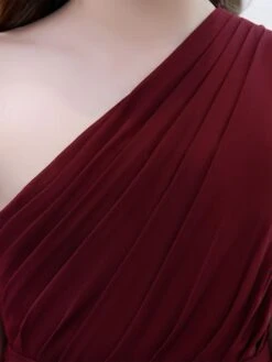 Burgundy Flower Girl Dress Chiffon Pleated One-Shoulder Sleeveless Kids Birthday Party Dresses -AYA Cosplay Shop 202204211735453744421