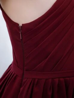 Burgundy Flower Girl Dress Chiffon Pleated One-Shoulder Sleeveless Kids Birthday Party Dresses -AYA Cosplay Shop 202204211735459841545