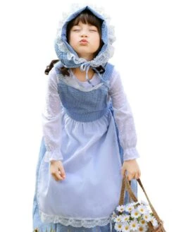 Parent-child Lace Lolita OP Dress Blue Long Sleeves Lolita One Piece Dresses -AYA Cosplay Shop 202205121513028149738