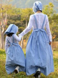 Parent-child Lace Lolita OP Dress Blue Long Sleeves Lolita One Piece Dresses -AYA Cosplay Shop 202205121513038294701