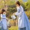 Parent-child Lace Lolita OP Dress Blue Long Sleeves Lolita One Piece Dresses -AYA Cosplay Shop 202205121513049525540