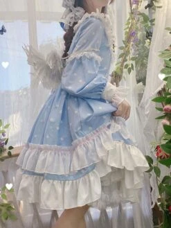 Sweet Lolita Dress Polyester Long Sleeves Ruffles Dress -AYA Cosplay Shop 202205131144173083907