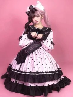 Sweet Lolita Dress Polyester Long Sleeves Ruffles Dress -AYA Cosplay Shop 20220513114418644894