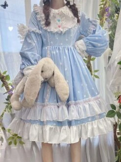 Sweet Lolita Dress Polyester Long Sleeves Ruffles Dress -AYA Cosplay Shop 202205131144190553566