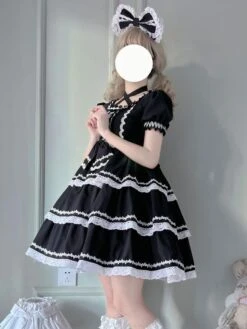Sweet Lolita Dress Polyester Long Sleeves Dress Adjustable Elastic -AYA Cosplay Shop 202205131144209956133