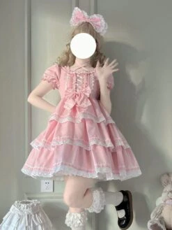 Sweet Lolita Dress Polyester Long Sleeves Dress Adjustable Elastic -AYA Cosplay Shop 202205131144216532842